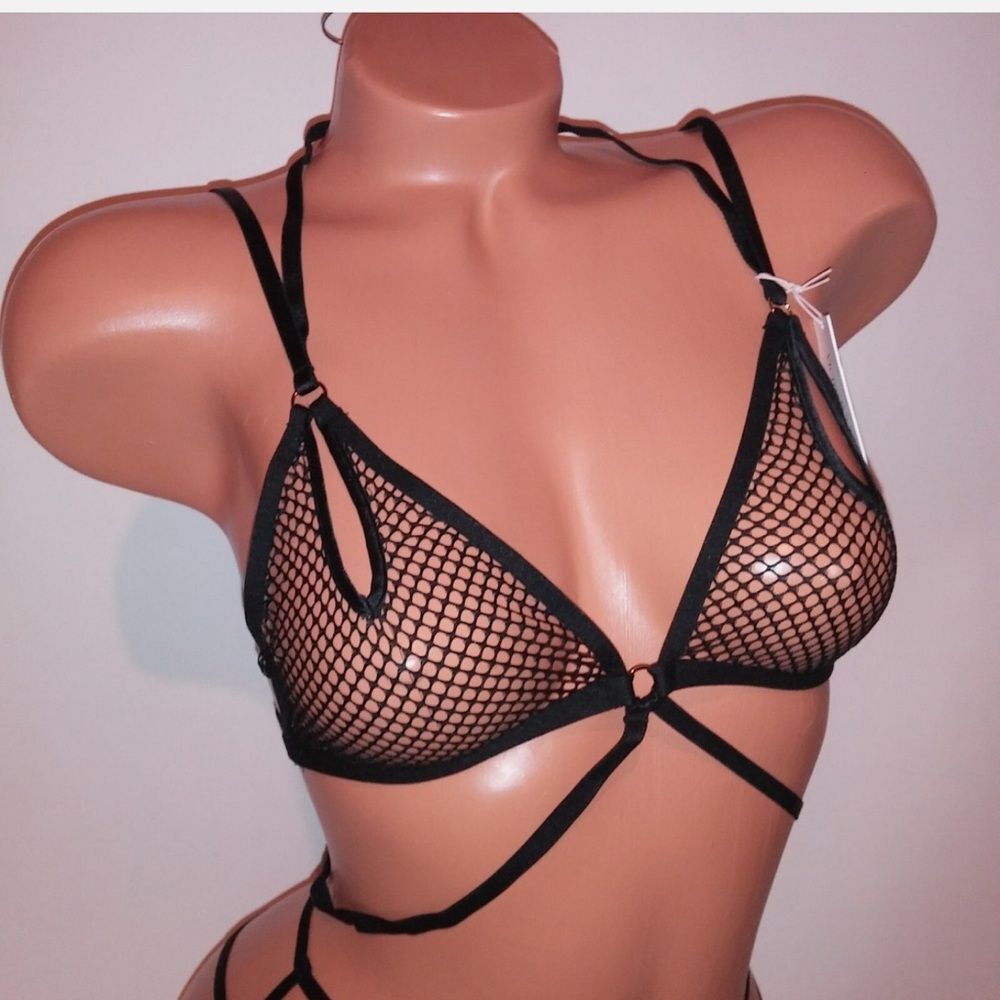 ✨Victoria Secret Black Fishnet Lingerie 1 pc teddy Sz XL NWT - Picture 7 of 7